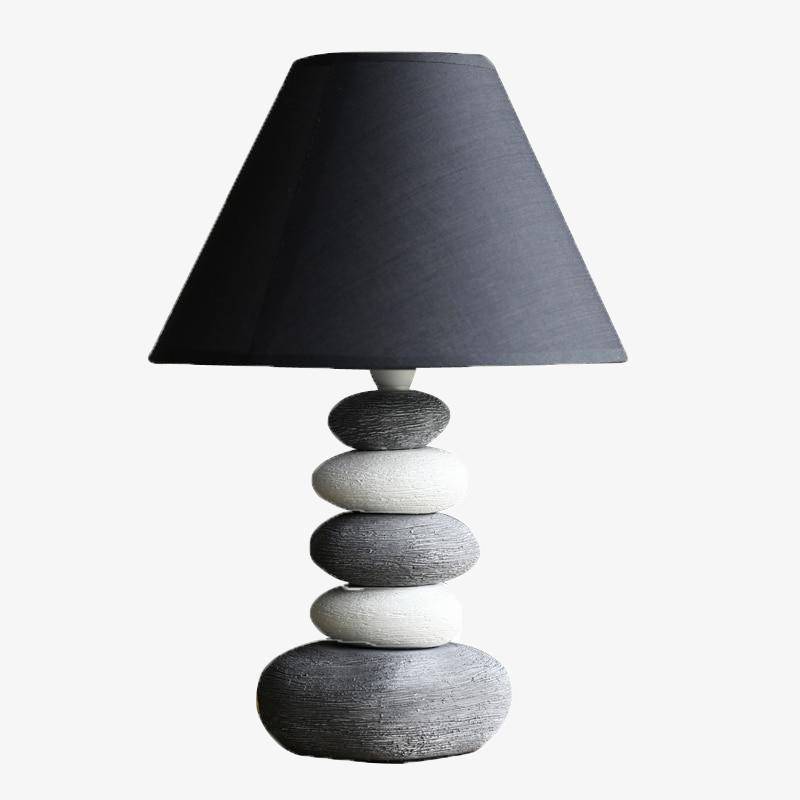 LED pebble design table lamp with lampshade Nordic grey