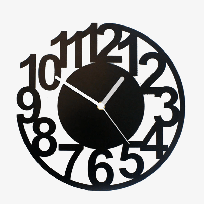 Wall clock modern round black 30cm