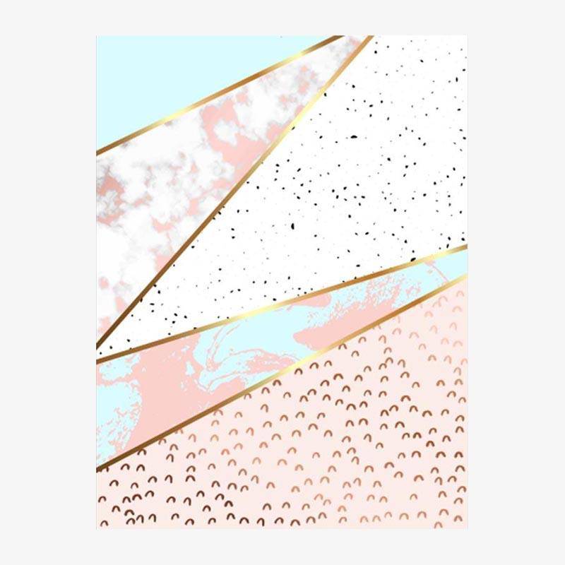 Rectangular pink and gold carpet, geometric style