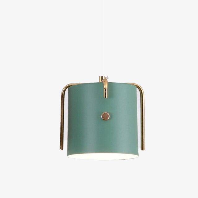 pendant light LED design with lampshade colored metal cylinder Nordic