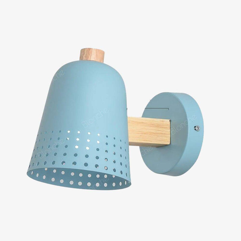 wall lamp modern LED wooden wall with lampshade Nordic blue