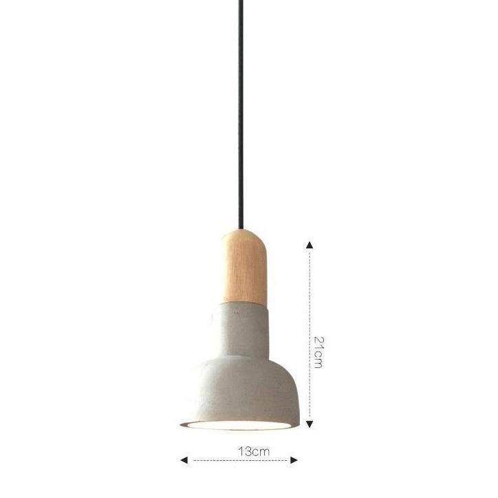 Lámpara de suspensión design LED redondeado en madera y cemento Loft