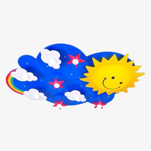 Lámpara de techo LED para niños con cielo azul, nube y sol amarillo