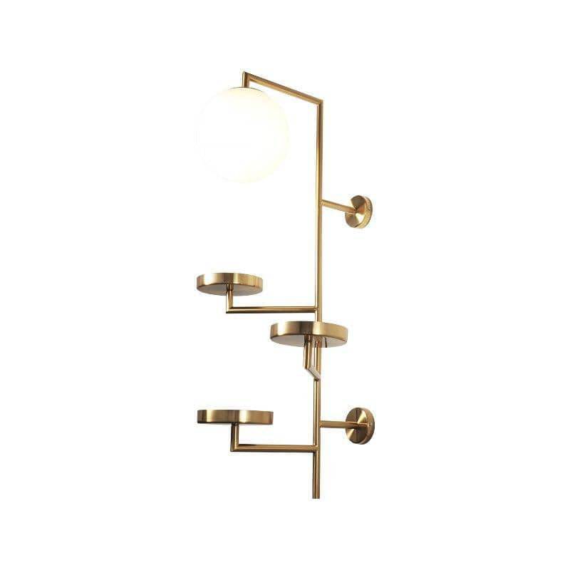 wall lamp LED design wall lamp with several gold discs and glass ball