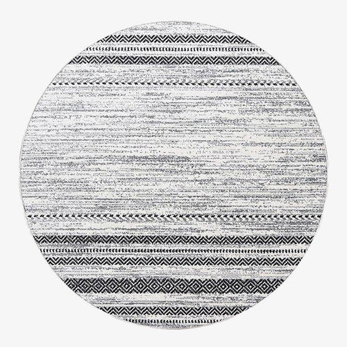 Tapis rond gris et noir aux motifs géométriques Nordic
