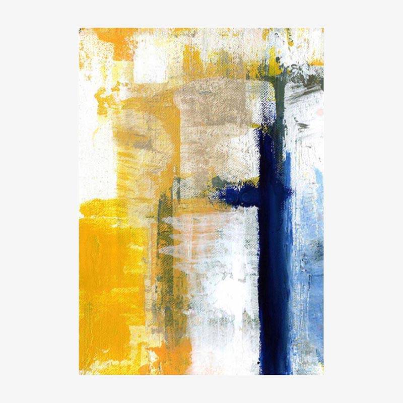Tapis rectangle au style abstrait jaune et bleu Oil