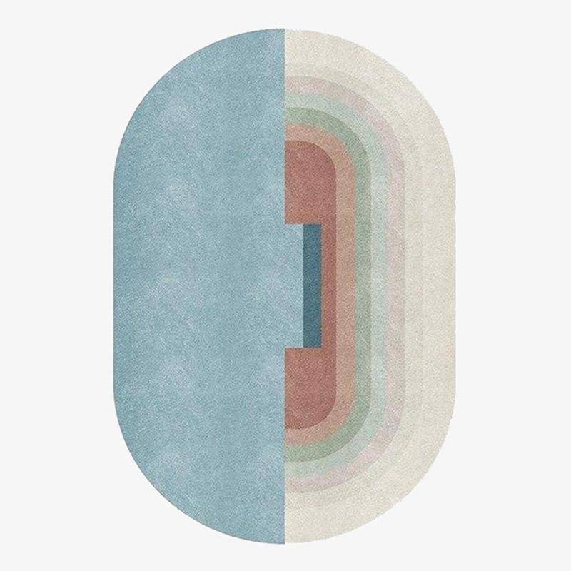 Modern oval carpet with geometric shapes Sofa B