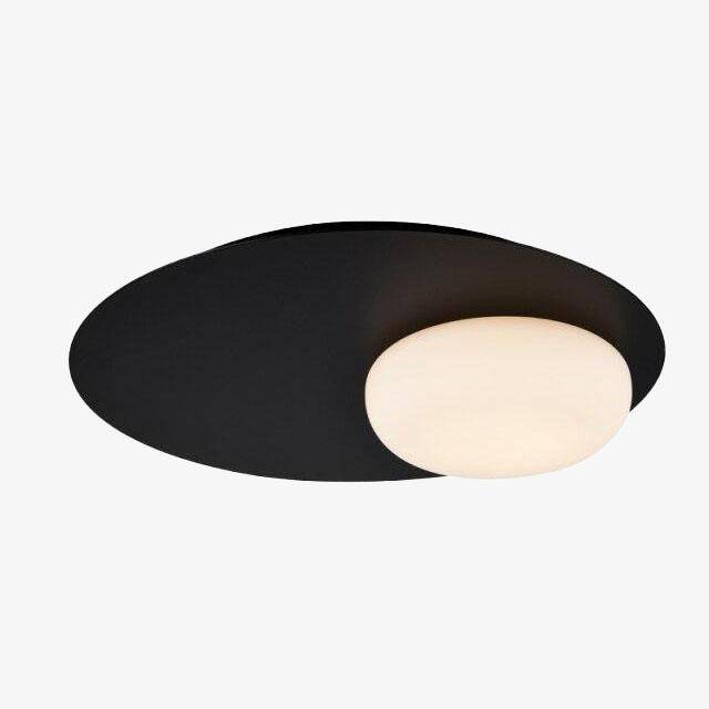 Design LED ceiling lamp with black metal disc in Ribbon Loft style