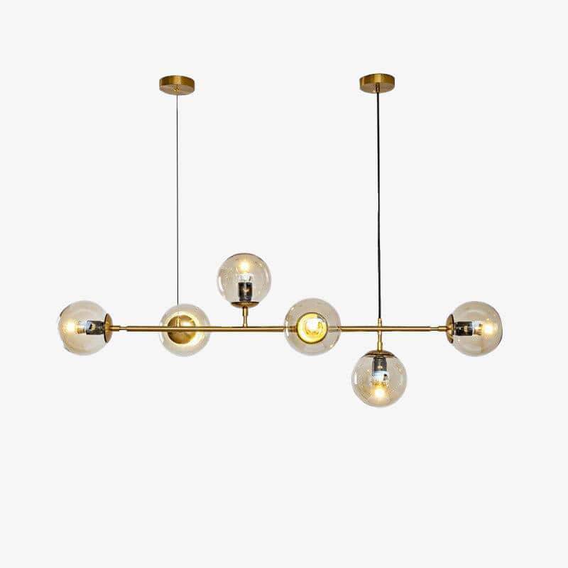 Lustre design LED en métal avec plusieurs boules en verre rétro