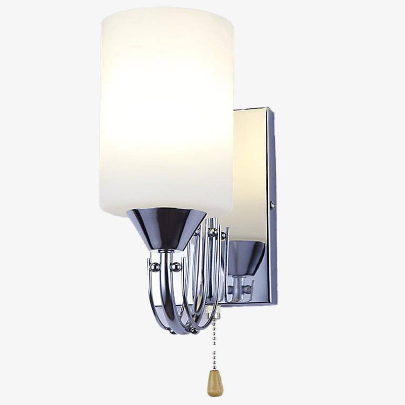 wall lamp chrome plated wall and lampshade glass cylinder