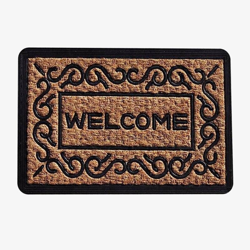 Felpudo rectangular "Welcome" con bordes redondeados