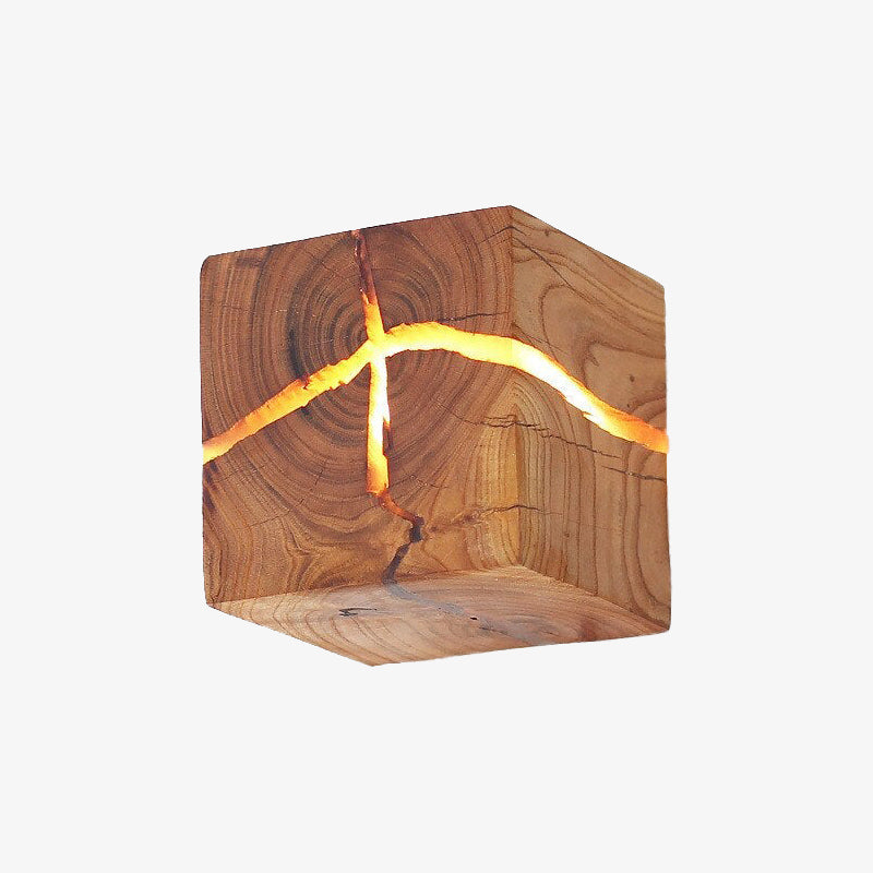 Aplique escandinavo LED cubo de madera Lymena