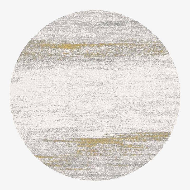 Tapis moderne rond blanc et doré style abstrait Floor