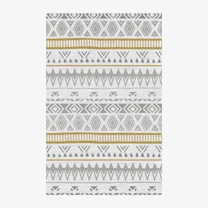 Rectangular carpet with grey and yellow geometrical patterns Keecy style
