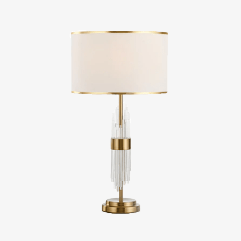 Lampe à poser design LED avec tige dorée et abat-jour blanc Luxury