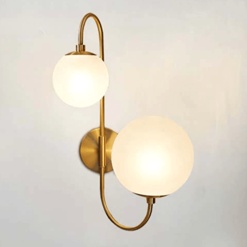 wall lamp modern LED wall light with double glass ball and gold base