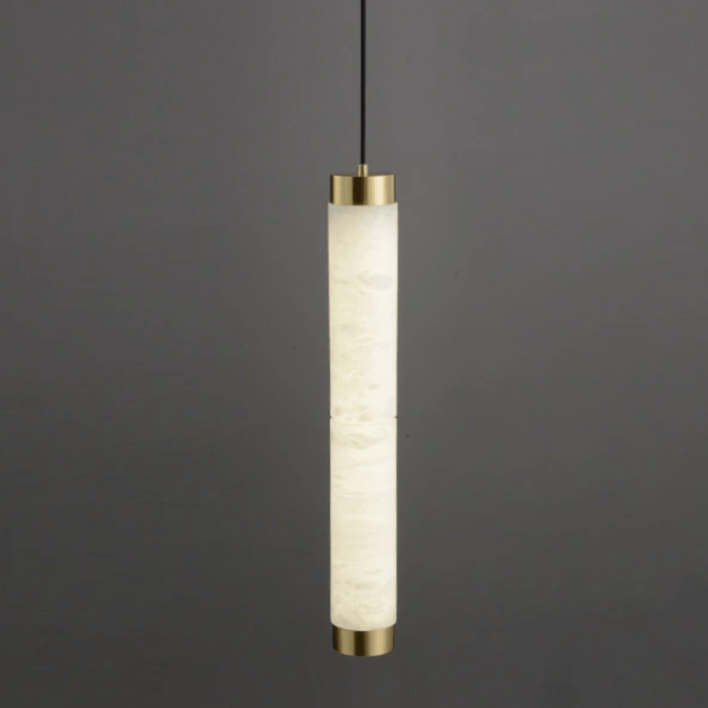 Lámpara de suspensión design LED en mármol con bordes dorados