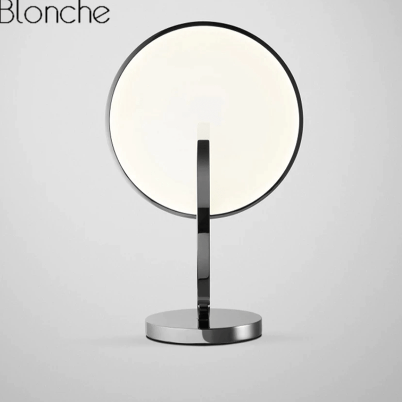 LED design table lamp with double silver disc Lee