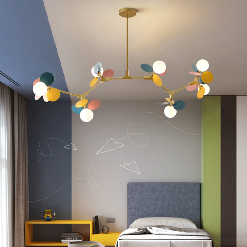 Lustre moderne avec lampes rondes colorées Kebya