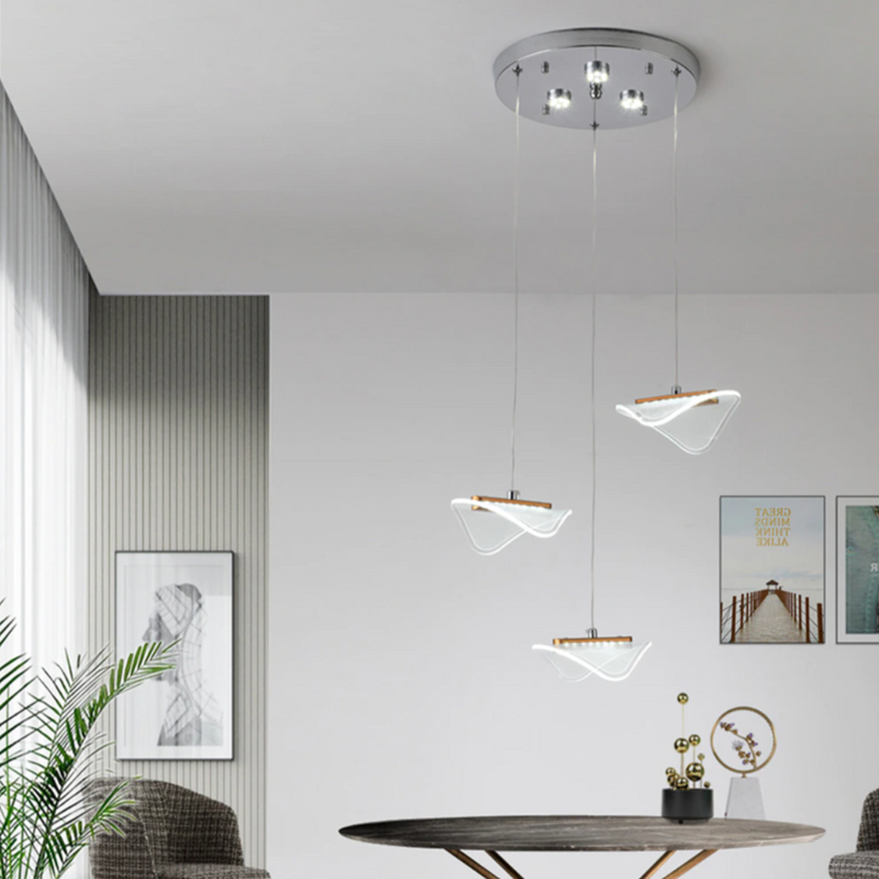 Modern LED chandelier with lampshade white and rounded Astrid