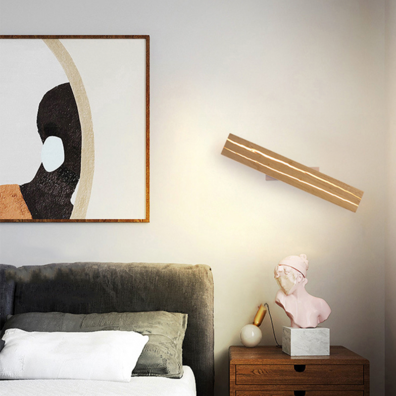 Applique murale design à LED rectangle en bois scandinave