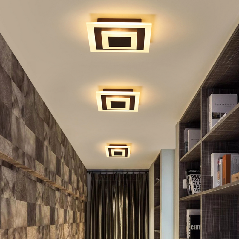 Design LED ceiling lamp in circular or square shape in Davis metal