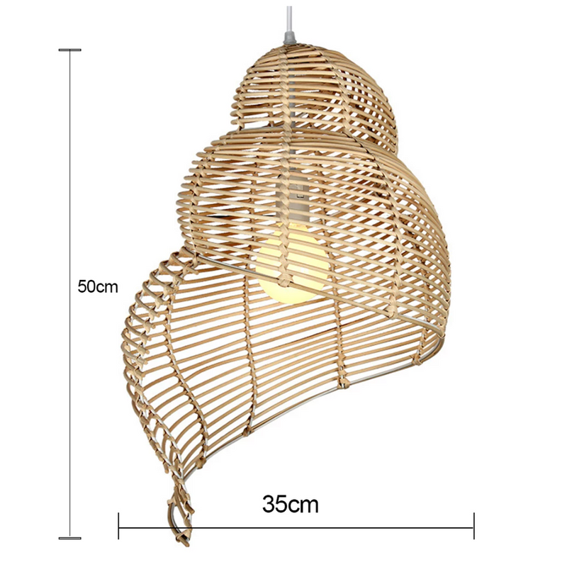 Lámpara de suspensión concha espiral de madera Pastoral