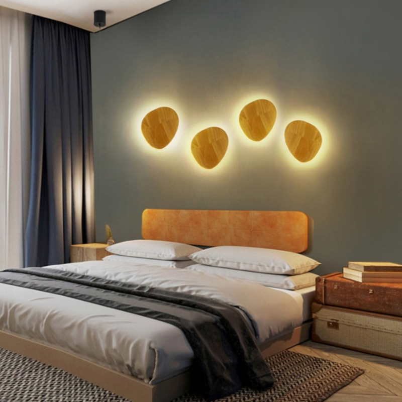 wall lamp Scandinavian oval-shaped LED wall lamp in wood