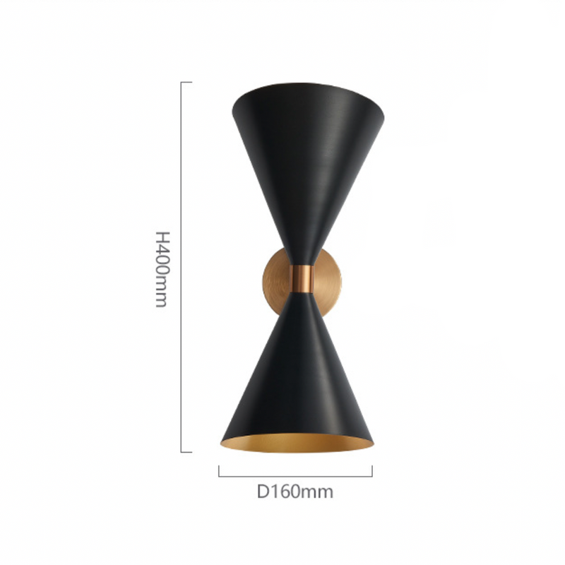 wall lamp black and gold double cone wall design Model
