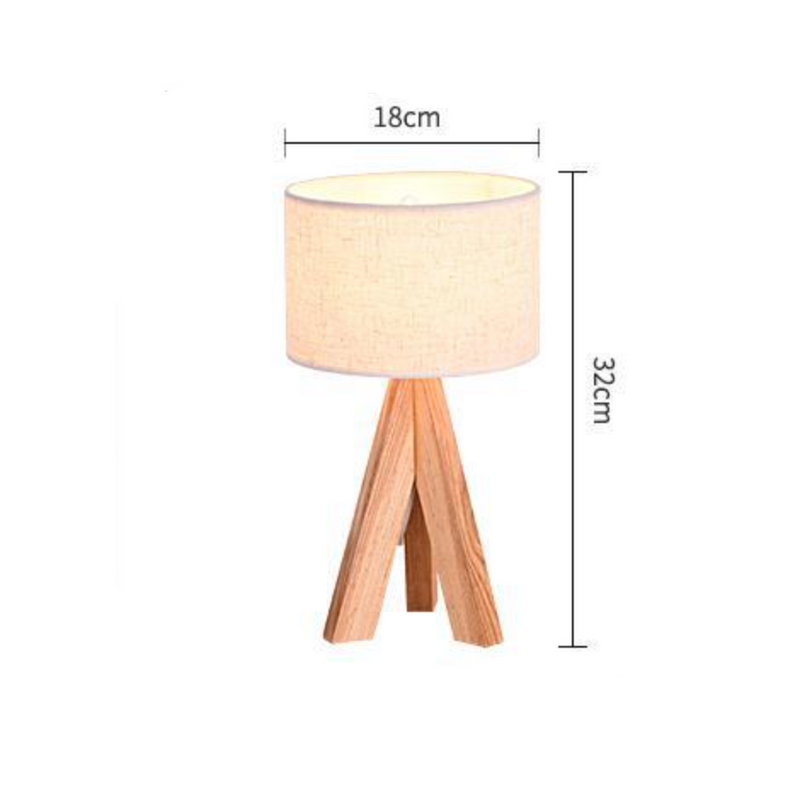 Bedside lamp with lampshade fabric and wooden base (black or white)