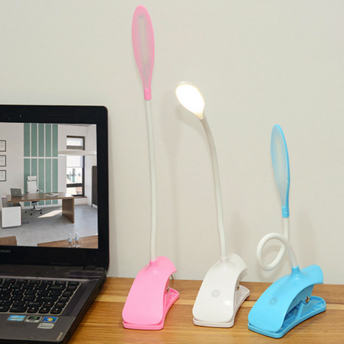 Coloured LED desk lamp with clip and USB