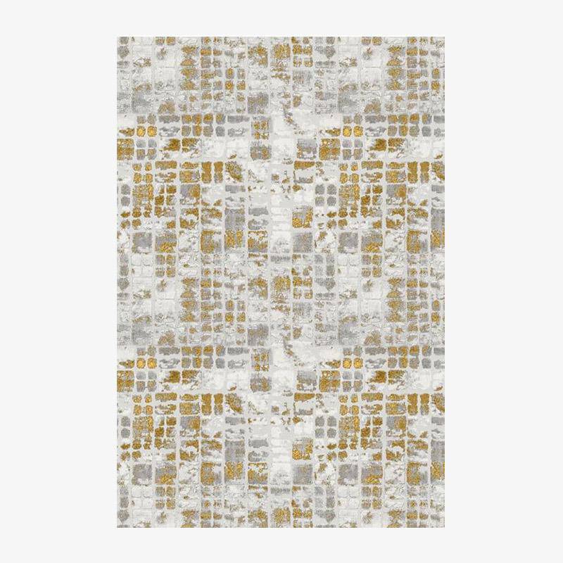 Modern rectangle carpet with yellow vintage patterns