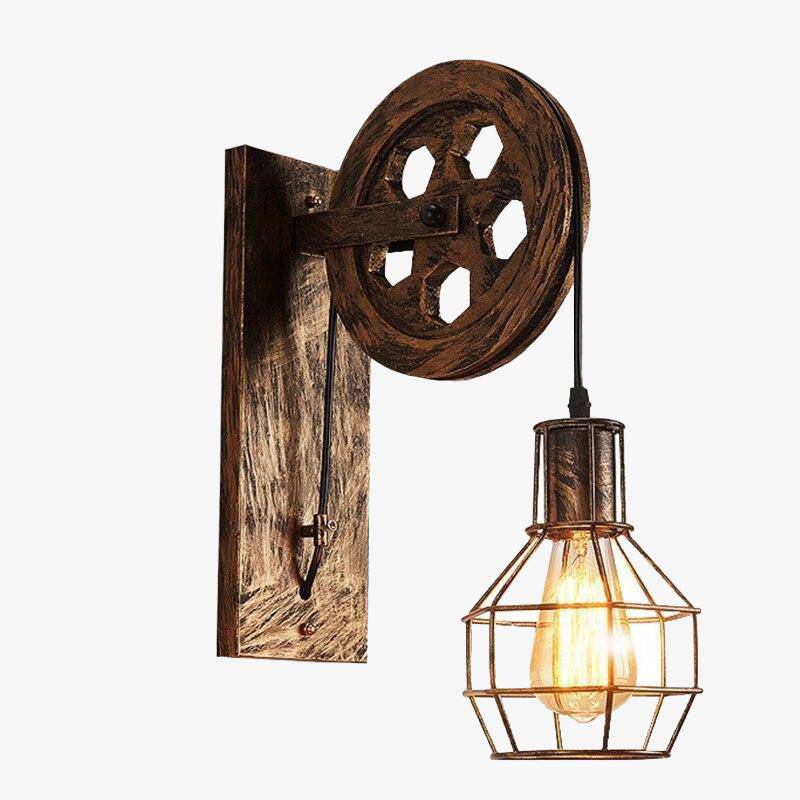 wall lamp retro LED wall mounted with industrial metal cage