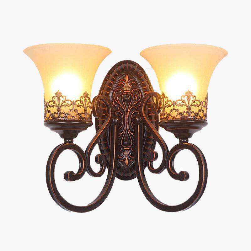 wall lamp retro rustic metal wall and lampshade glass