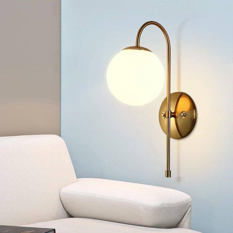 wall lamp simple gold wall with ball