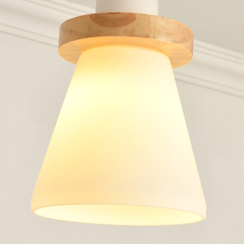 pendant light Scandinavian LED lampshade glass and wood Kaylie