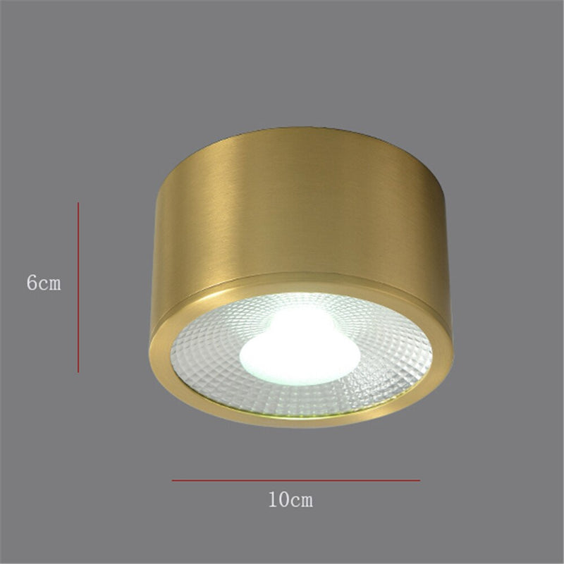 Moderno foco LED cilíndrico de metal dorado Tarm