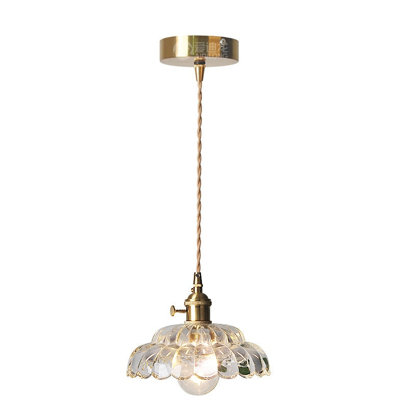 pendant light with lampshade in retro Lodge glass