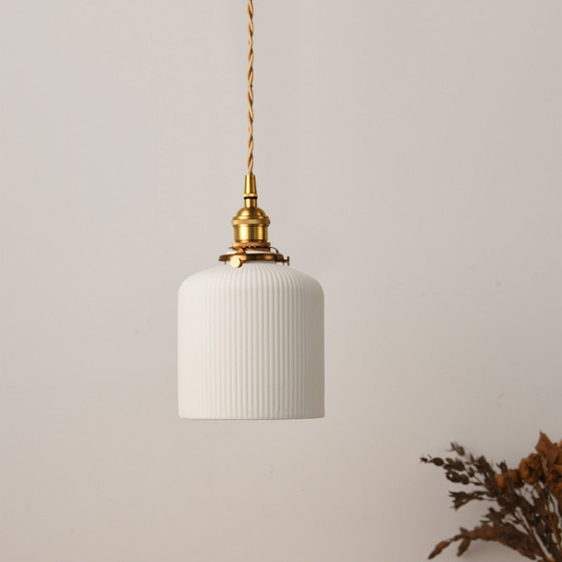 pendant light retro with lampshade white ceramic Letten