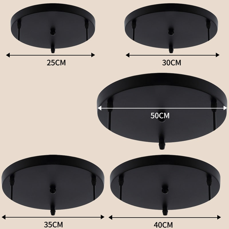 Round base support pendant light up to 5 holes (black or white)