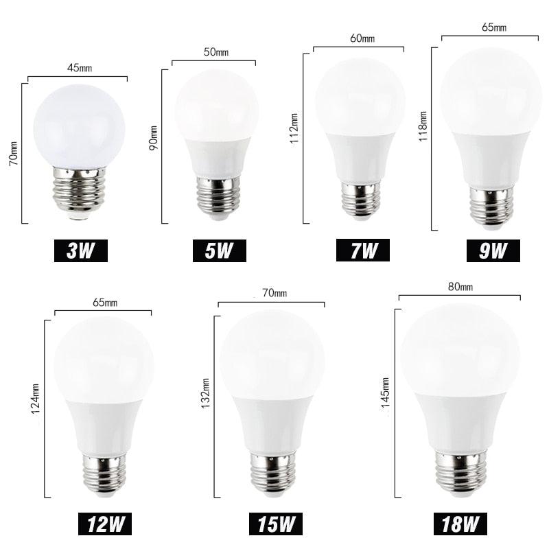 Ampoule E27 à LED de 3W à 18W en forme de globe