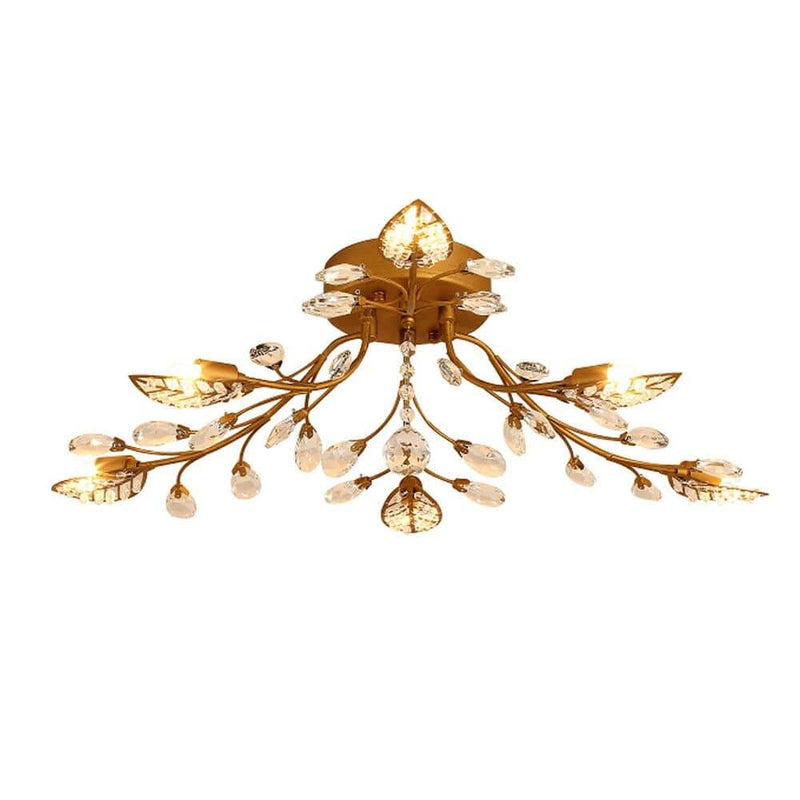 Crystal LED ceiling lamp in the shape of flowers and leaves