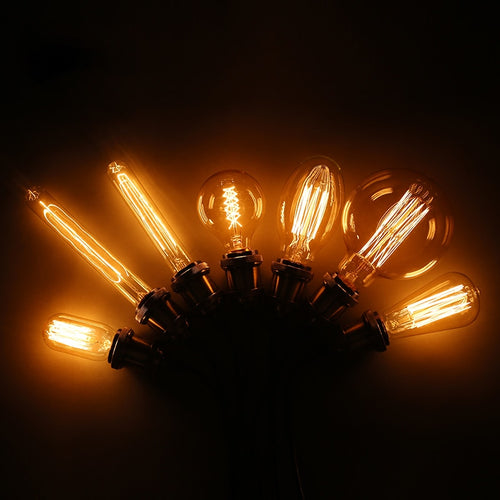 Ampoule gros tube à incandescence filament spiral vintage 40W Edison