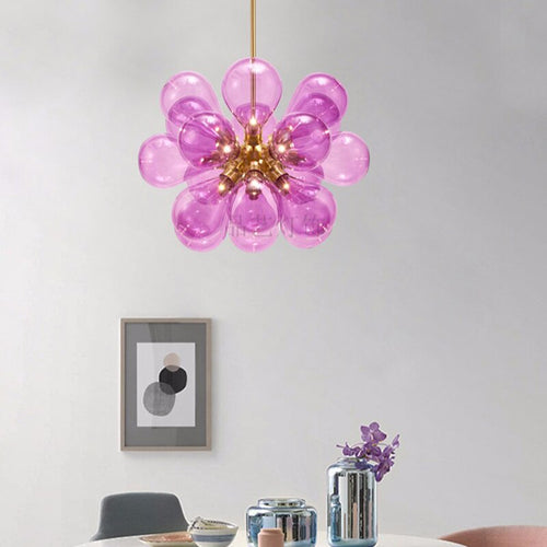 Moderna lámpara de araña con múltiples bolas de cristal Beans