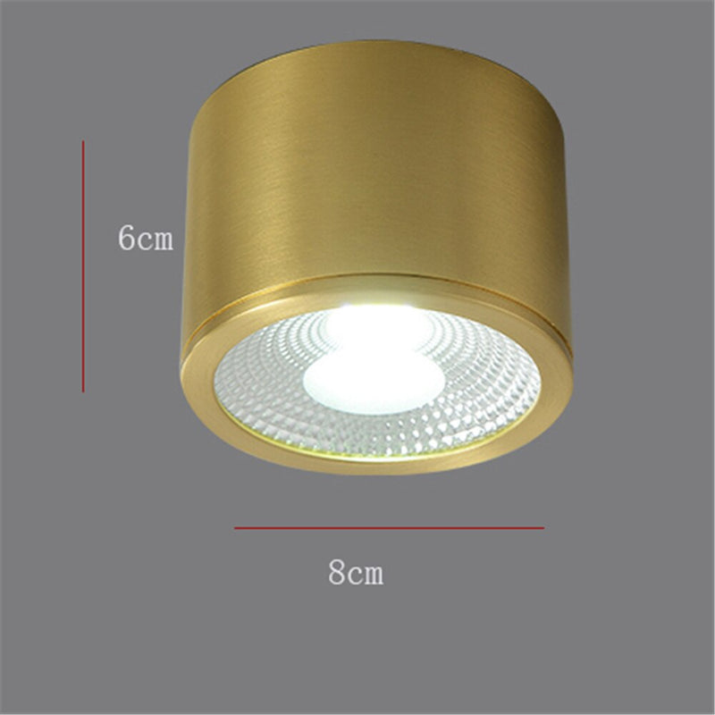 Moderno foco LED cilíndrico de metal dorado Tarm