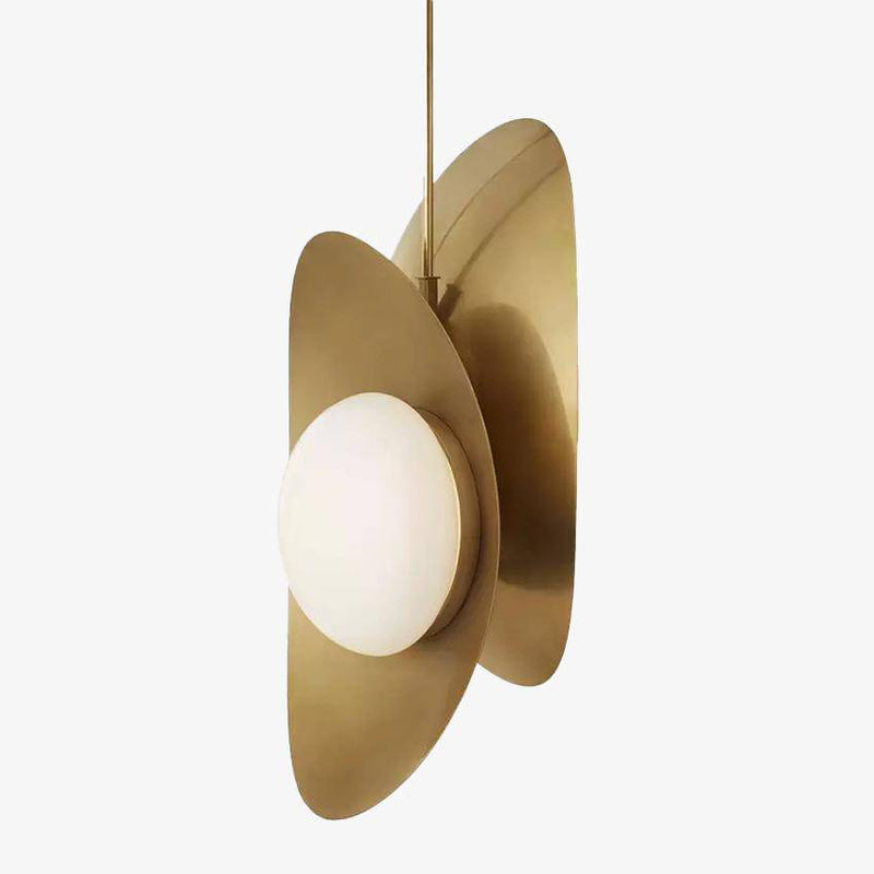 pendant light slightly curved double-sided gold-plated metal design