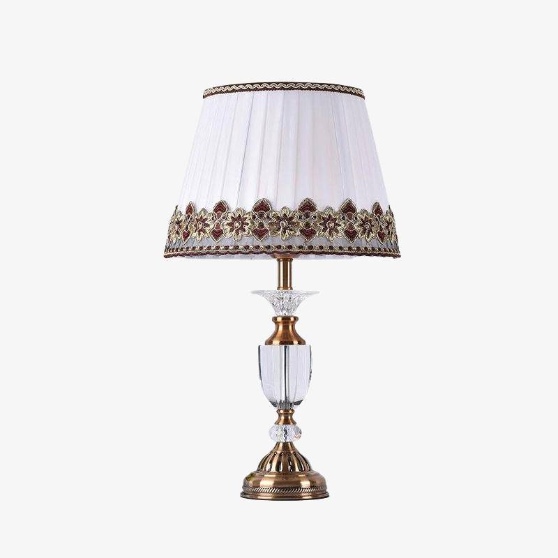 Retro LED table lamp in crystal glass and lampshade fabric