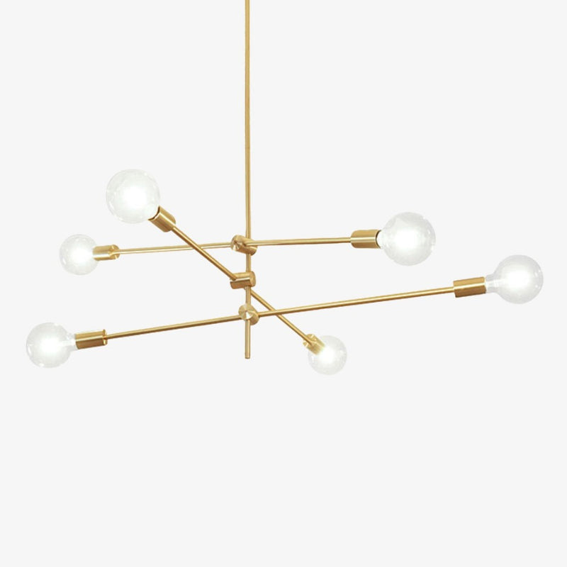 Loft LED design chandelier with gold tubes