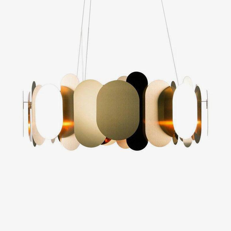 Modern chrome-plated design chandelier with round and flat plates Villa