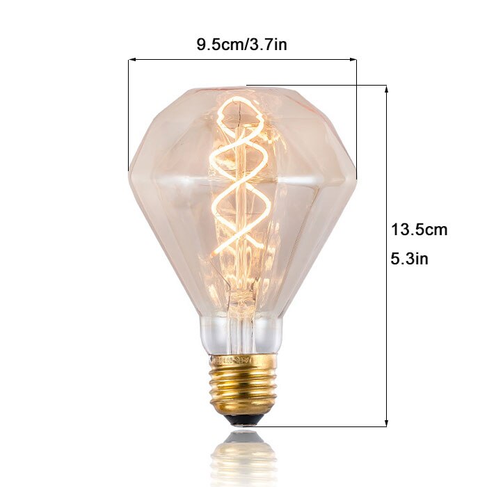 Bombilla incandescente vintage de filamento en espiral 4W LED Edison diamante